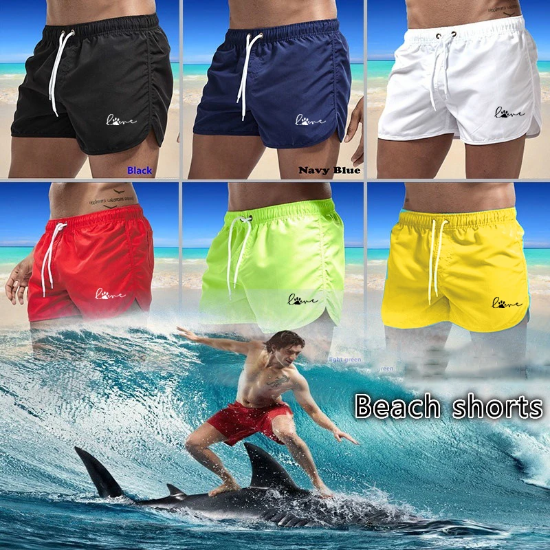 Men\'s Sports Jogging Summer Quick-Drying Shorts Printed Shorts Swim Surfing Beachwear Shorts Male Gym Casual Fitness Shorts