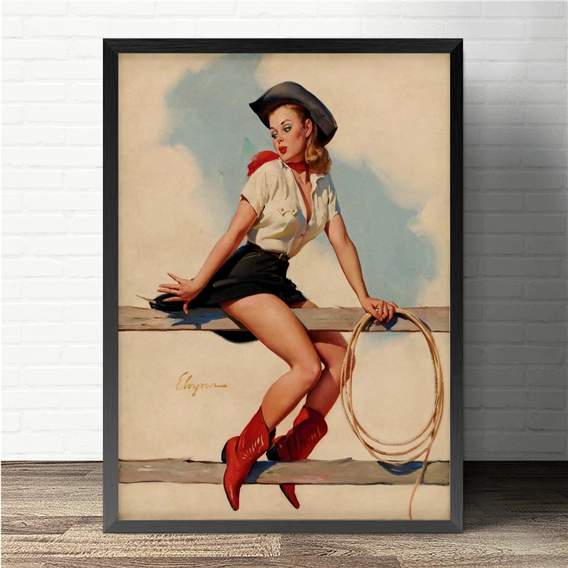 USA Retro poster Seductive girl  World War II Sexy pin up Girl vintage Poster cafe cafe club bar wall decorations Home Decor