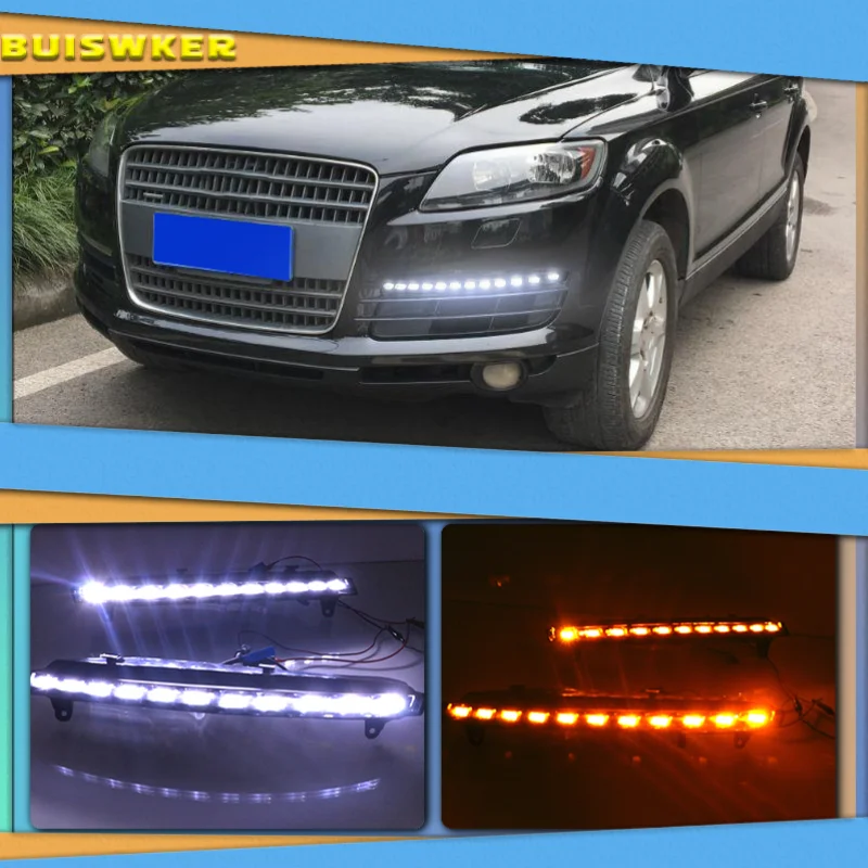 

Дневные ходовые огни для Audi Q7 2006 2007 2008 2009, дневные ходовые огни, противотуманные огни с желтым указателем поворота, 2 шт.