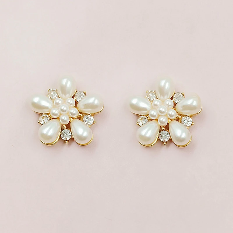 2019New 100Pcs 20mm Pearl Flower Button for DIY Hair or Wedding Clothes Collar Jewelry Accessories HZ587