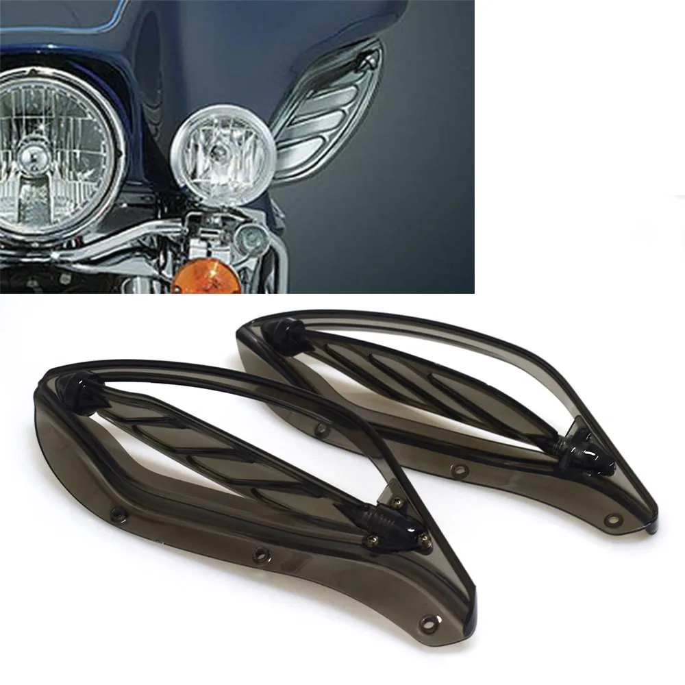 For Harley Touring Electra Glide 1996 - 2013 2010 2011 2012 Black / Smoke Adjustable Side Wing Windshield Air Deflector Fairing