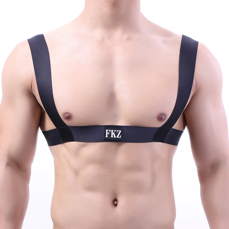 Sexy Men Chest Harness Elastic Body Chest Muscle Shoulder Strap Lingerie Party Clubwear Stage Dance Costume Summer Beach Wear