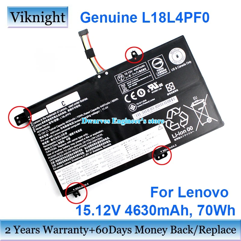 

Genuine L18L4PF0 Laptop Battery For Lenovo 5B10T09088 5B10W67275 SB10W67370 15.12V 4630mAh 70Wh Li-ion Rechargeable Battery Pack