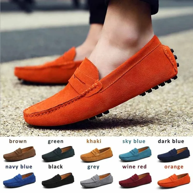 2021 Men Casual Shoes Fashion Men Shoes Genuine Leather Men Loafers Moccasins Slip on Men\'s Flats Male Driving Shoes