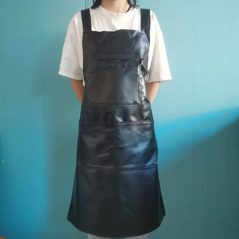 Waterproof Antifouling Oil Proof Leather Apron Pu Material Kitchen Cooking Baking Hotel Work Clothes Labor Insurance Supplies