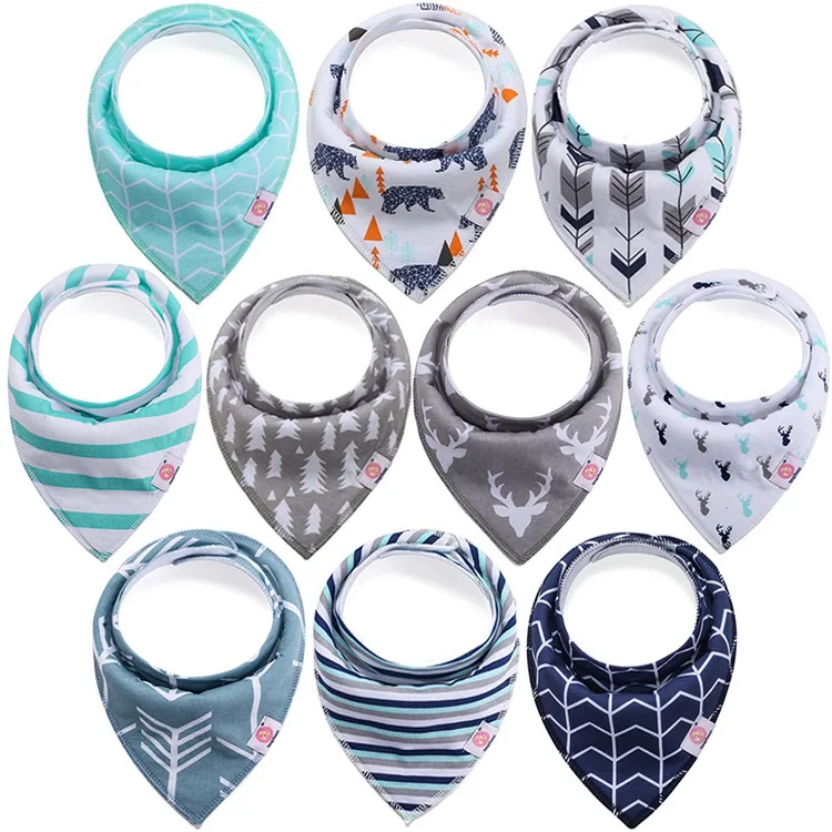 10 Pcs/Lot Baby  Bibs Extra Soft Natural Cotton Baby Drool Bib Towel  Saliva Triangle Dribble Saliva Towel For Baby Girls Boys