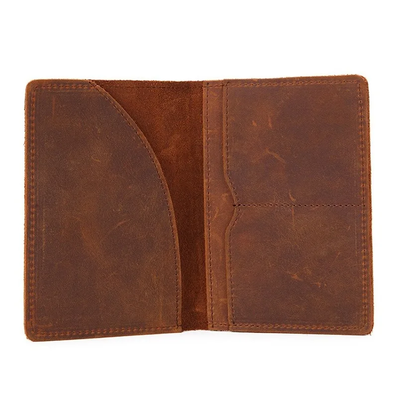 Echtes Leder Crazy Horse Passport Abdeckung Männer Brieftasche ID Kreditkarte Fall Vintage Männlichen Reisepass für Männer Dünne Dokument