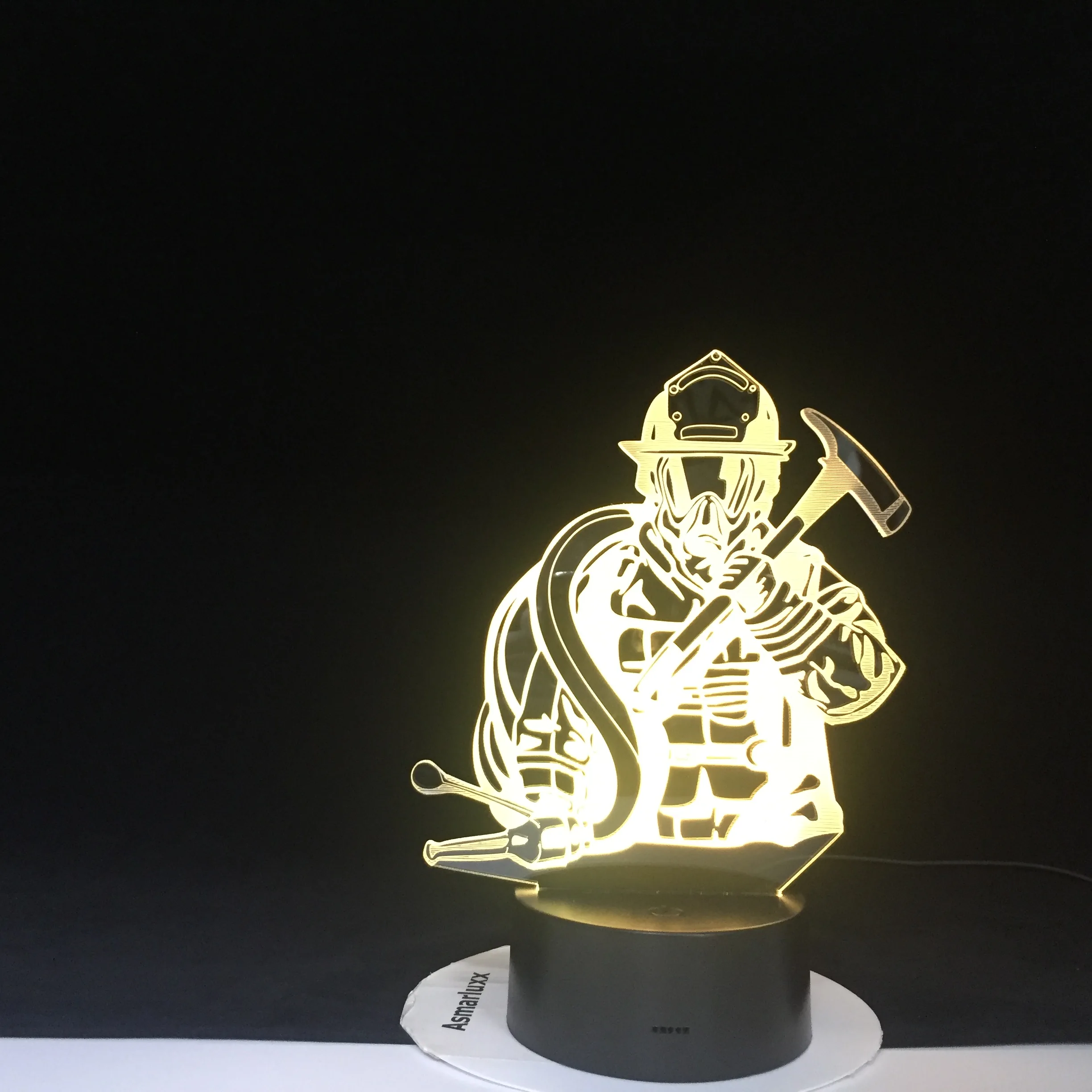 Fireman 3D LED  Modeling USB Night Lights Creative Firefighter Table Lamp Home Decor 7 Colors Changing Sleep Lighting Kids Gifts