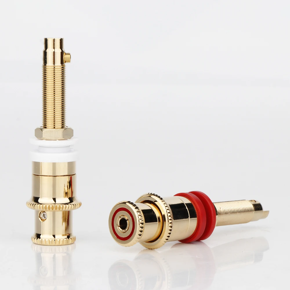 CMC Style Brass Speaker Binding Post Female Banana Jack Socket 24k Gold Plated Connector Audio AMP Terminal