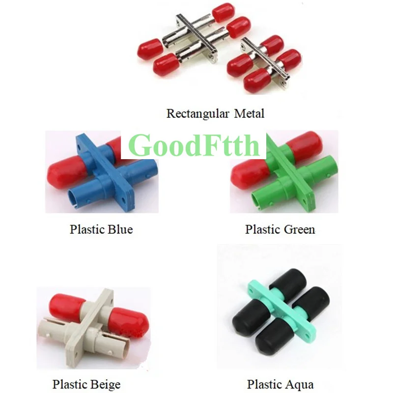 Fiber Adapter Adaptor Coupler ST-ST Duplex Metal or Plastic Rectangular Types GoodFtth 1000pcs/Lot