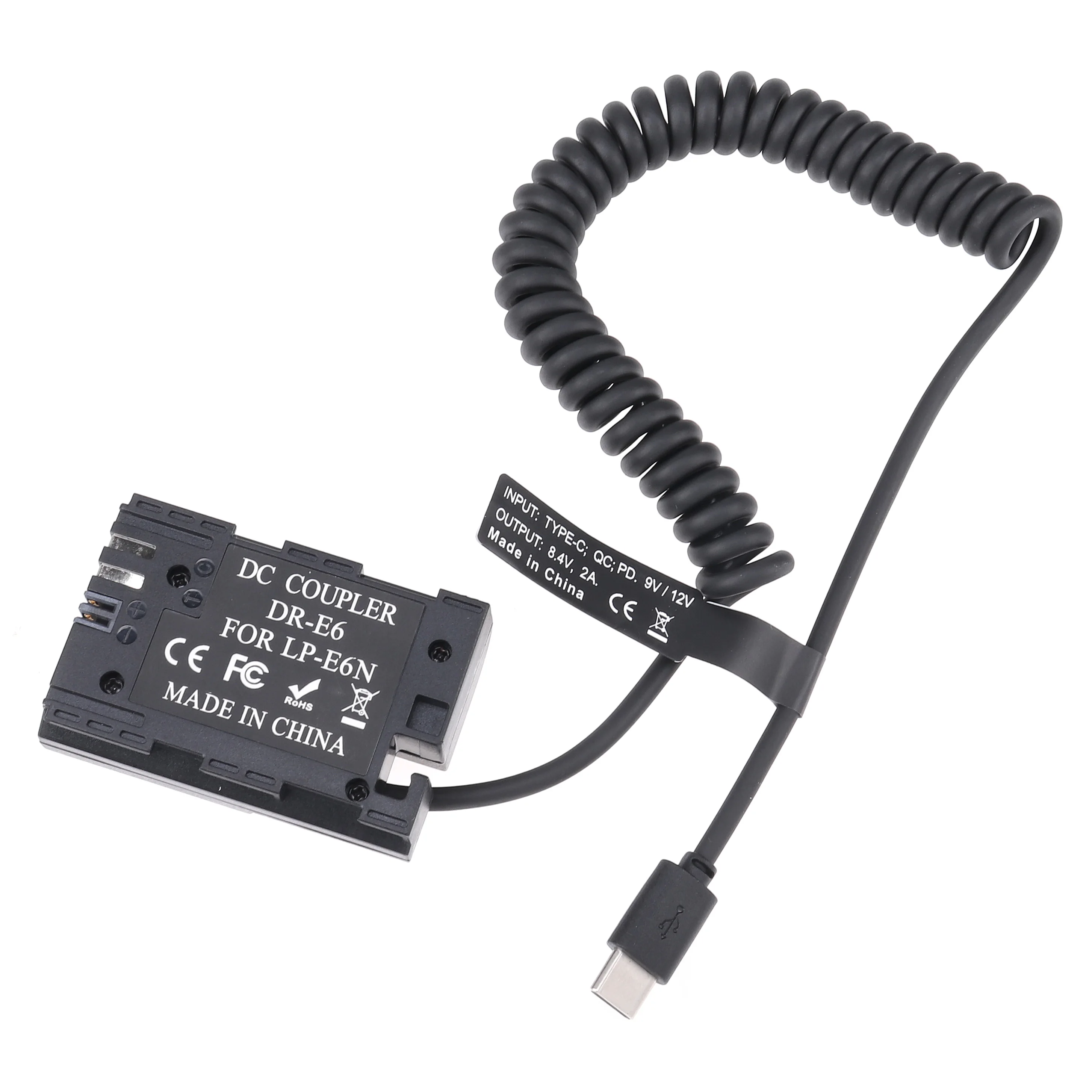 FOTGA LP-E6 adaptador de batería ficticia + tipo C Cable para Canon5D2 5D3 5D4 6D 6D2 60D 7D 7D2 70D 80D 90D 5DSR R R5 R6