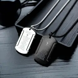 JIALY Men Stainless Steel Pendant Charm Trend Cross Necklace Military Brand With Retro Scripture