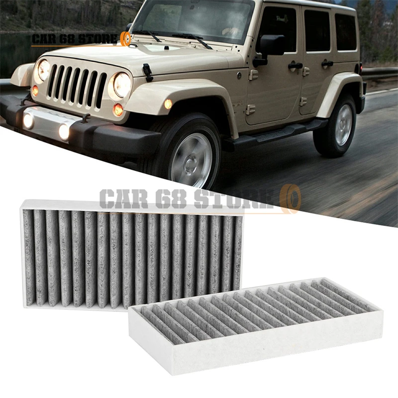 2 Pcs Active Carbon Cloth Car Cabin Air Filter Automobile Parts For Jeep Wrangler 3.6L 2.8 3.8 3.6 V6 55111302AA 68233626AA