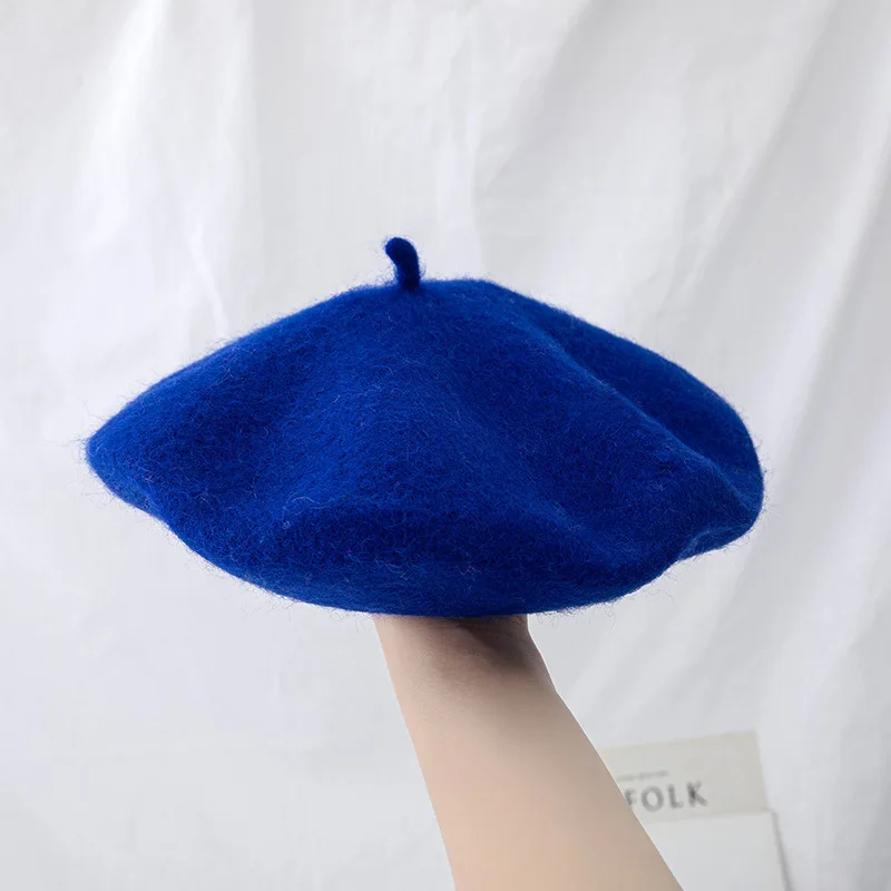 100% Wool beret hat New winter 25 Color thickened Woolen Artist cap British Hepburn French Pumpkin hats For Girl women Ladies