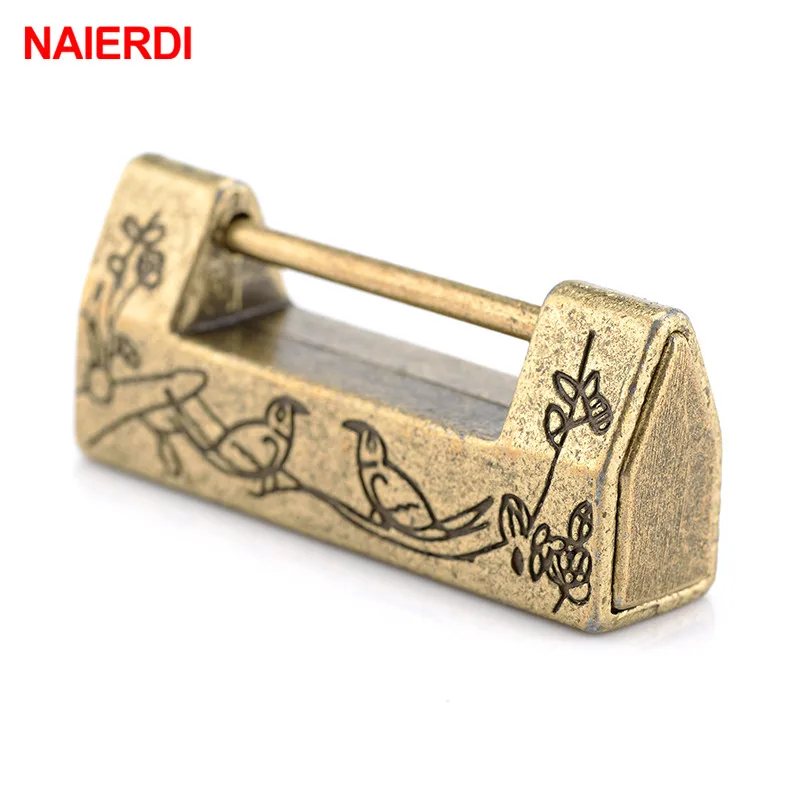 NAIERDI Zinc Alloy Chinese Old Lock Vintage Antique Lock Retro Keyer Padlock Jewelry Wooden Box Padlock Lock for Suitcase Drawer