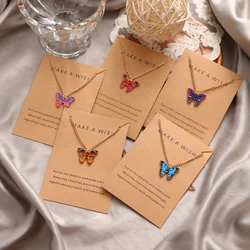 DAXI New Korean Fashion Cute Butterfly Pendant Necklace For Women Gold Color Statement Necklaces Jewelry Gifts Wholesale