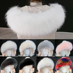 Winter Faux Raccoon Fur Collar for Women Men Parkas Coats Luxury Multicolors Warm Fur Collar Unisex Jackets Faux Raccoon Shawl