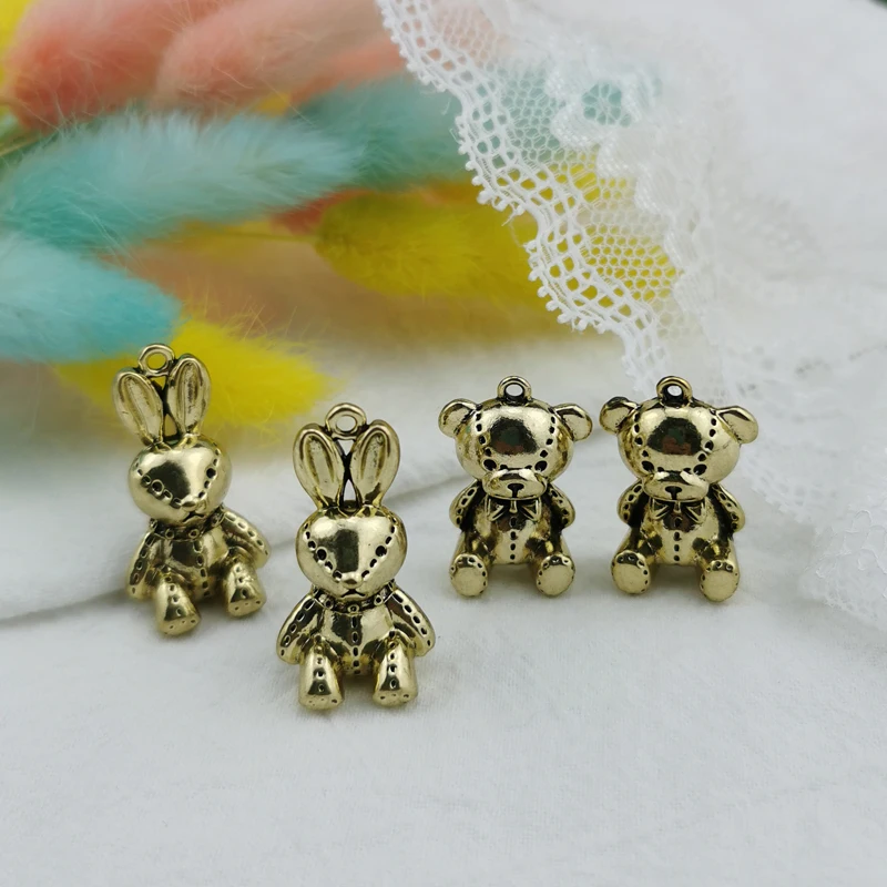 10pcs Vintage Three-Dimensional Bear Rabbit Stud Earrings For Women Fashion Charm Cute Creative Animal Earrings Stud Jewelry