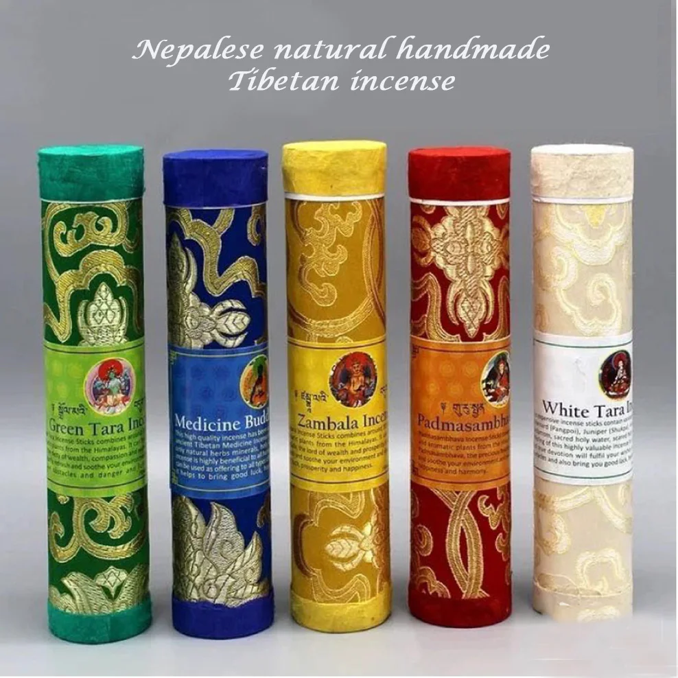 24 Sticks/Tube Nepal Brocade Tibetan Incense Natural Herbal Hand-Made Incense Ritual Buddha Refreshing Stick Incense For Buddha