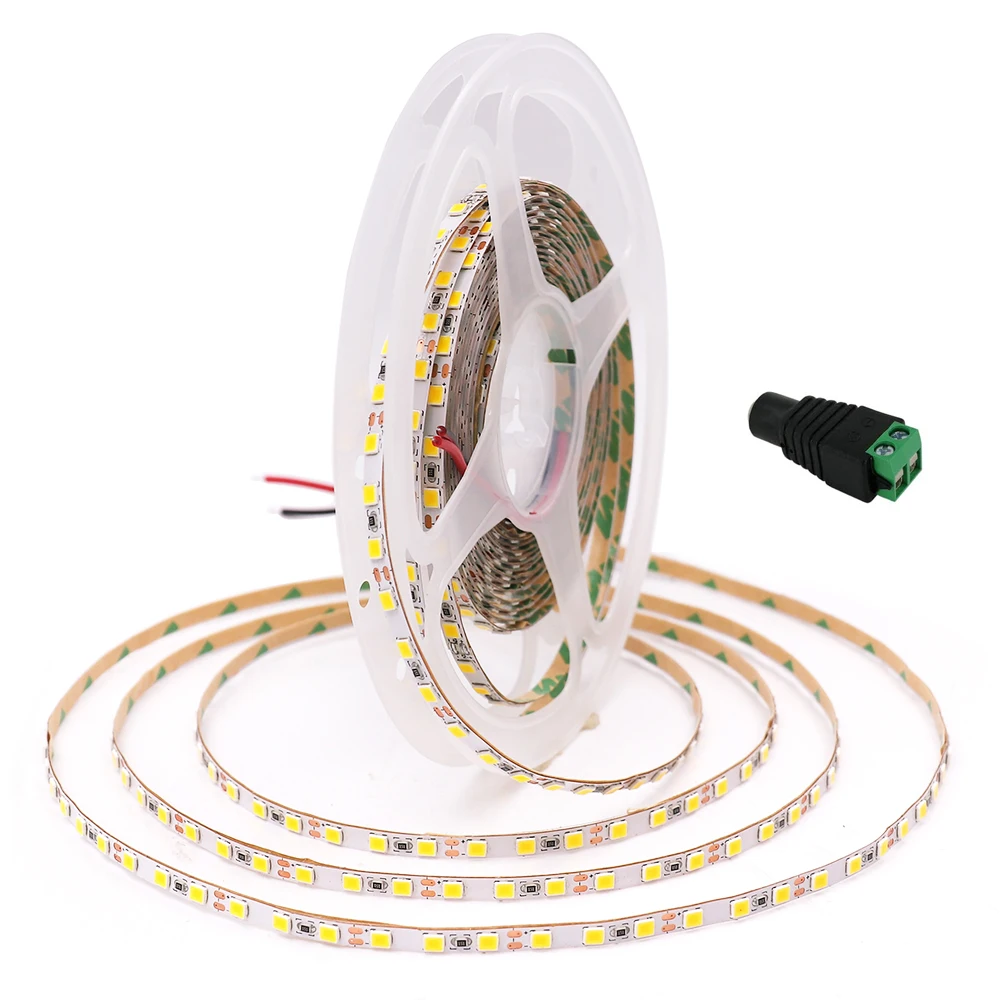 

12v 4mm PCB LED Strip Light SMD 2835 LED Tape With DC Connector 5m 120LED/m DC12V White Warm Natural Flexible Strip Lamp String