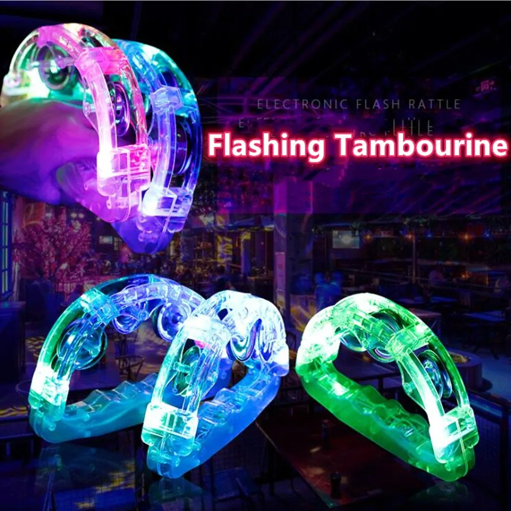 Flashing Tambourines For Kids LED Noisemakers LED Light Up Sensory Shaking Toy For Sporting Events Wedding Birthday Parties