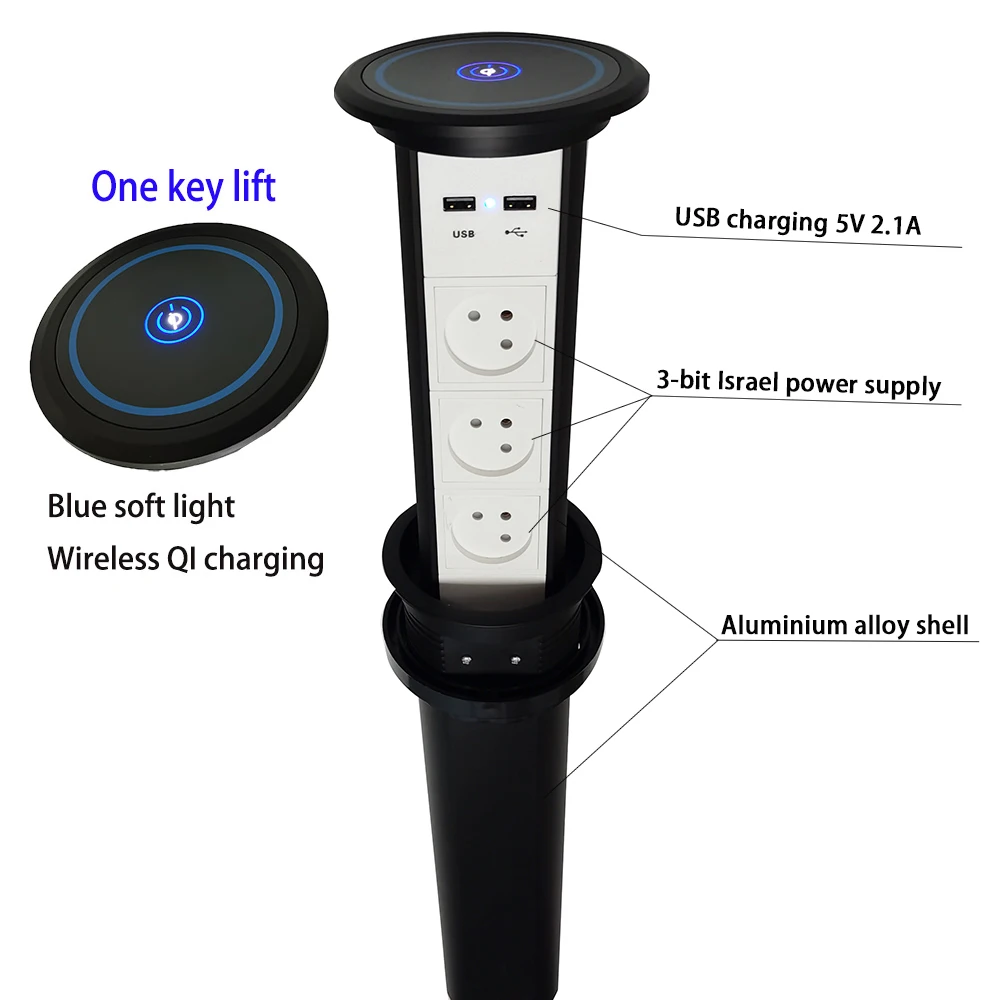 Wireless Charging USB Lift Socket for Home Office Plug Adapter Eu To USA Plug In Adaptor Pop Socket Smart Plug Us Power Strip