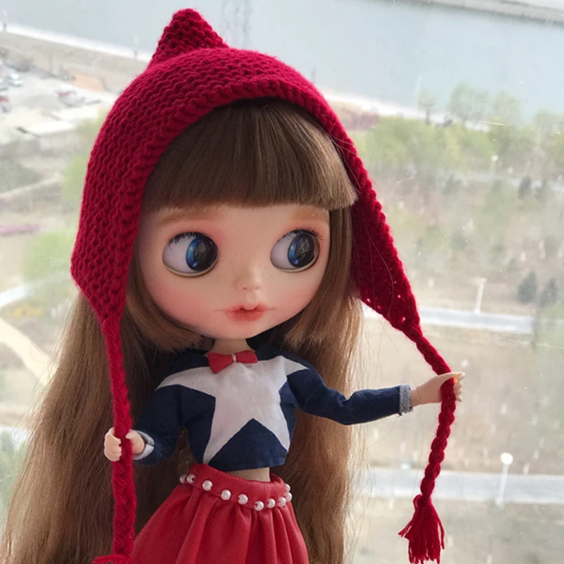 1PCS Cute Knitted Little Red Riding Hood Hat for Blyth Doll