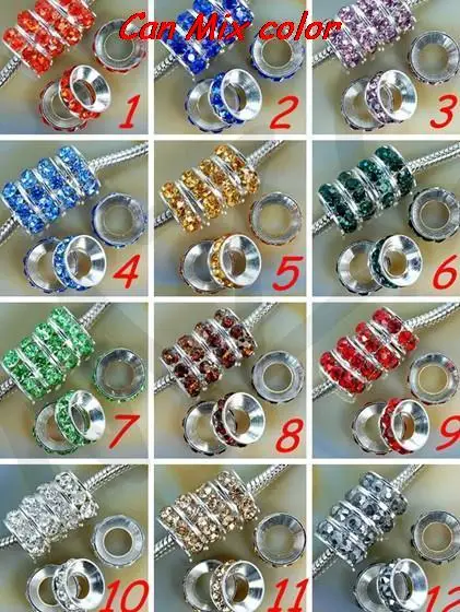 

rt34r Spacer Charm Wheel Beads Fit European Bracelet Rhinestone Loose Beads Round new style necklace bead diy crystal