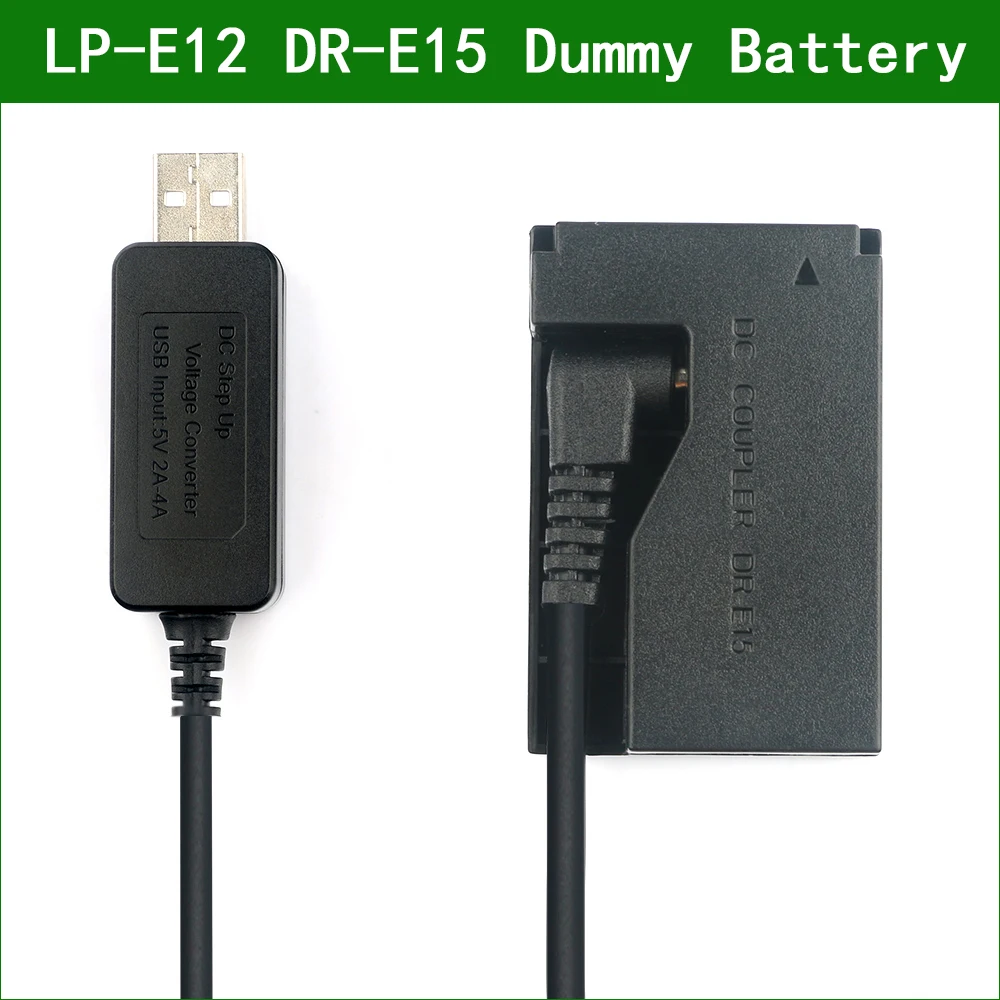 5V USB LP E12 LPE12 ACK-E15 DR-E15 манекен Батарея & DC Мощность банк USB кабель для цифровой однообъективной зеркальной камеры Canon EOS 100D Rebel SL1 поцелуй X7 Мощность выстрел SX70 HS