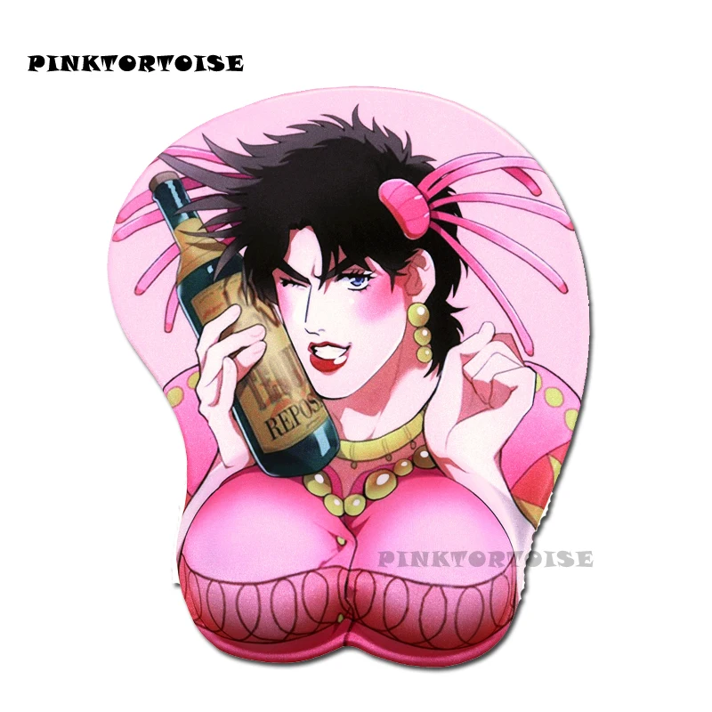 PINKTORTOISE JoJo Joseph Joestar ANIME 3D poggiapolsi tappetino per Mouse tappetino per Mouse rosa Jo Jo Bizarre Adventure mousepad per PC portatile