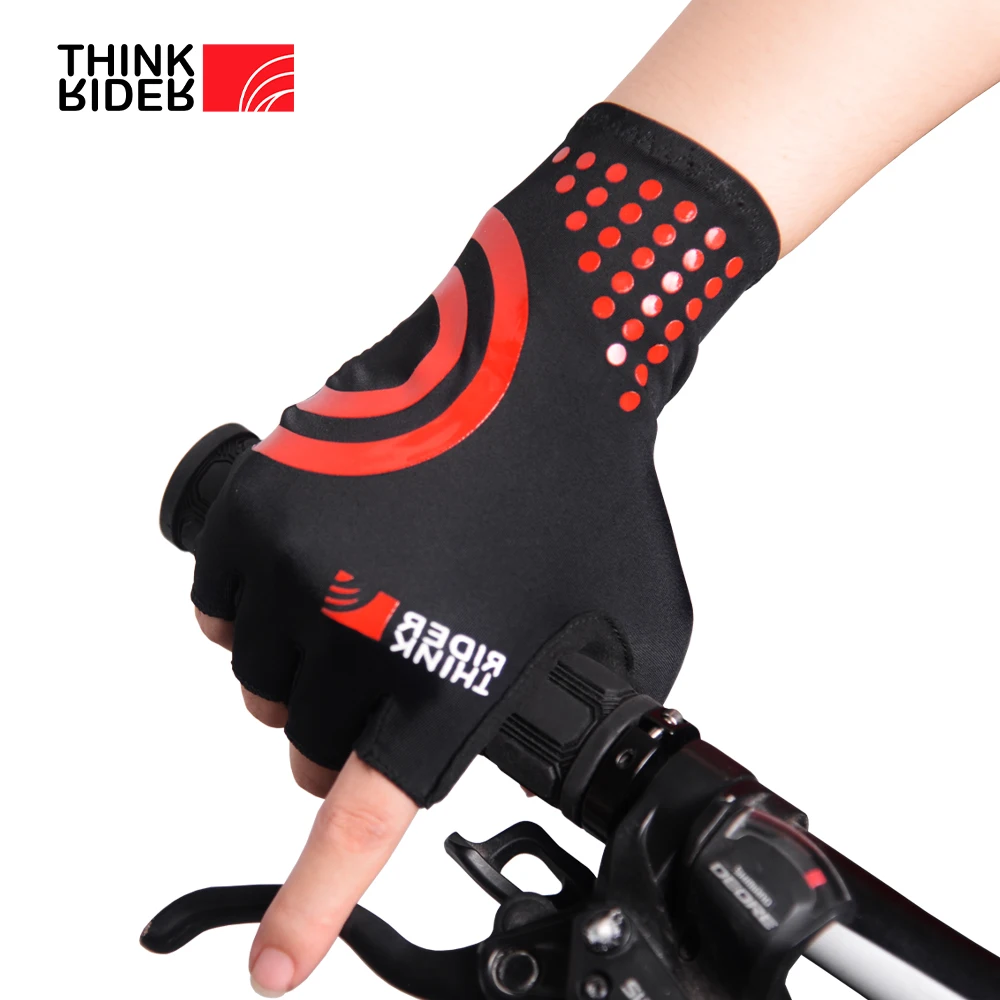 ThinkRider Cycle Half -finger Gloves Gel Sports Bicycle Race Gloves Bicycle Mtb Road Guantes Glove Cycling women Men's Mid -term