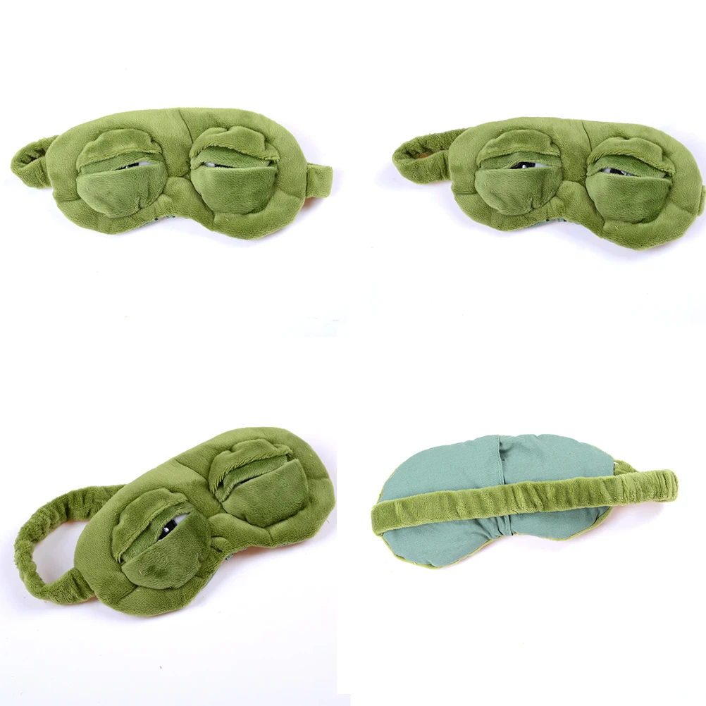 Funny Creative Pepe the Frog Sad Frog 3D Eye Mask Cover Cartoon Plush Sleeping Mask Cute Anime Gift 1pcs