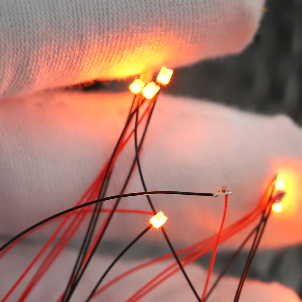 20PCS Wired Chip Led SMD 3V Led Lamp For Models Train Pre-soldered Micro Litz