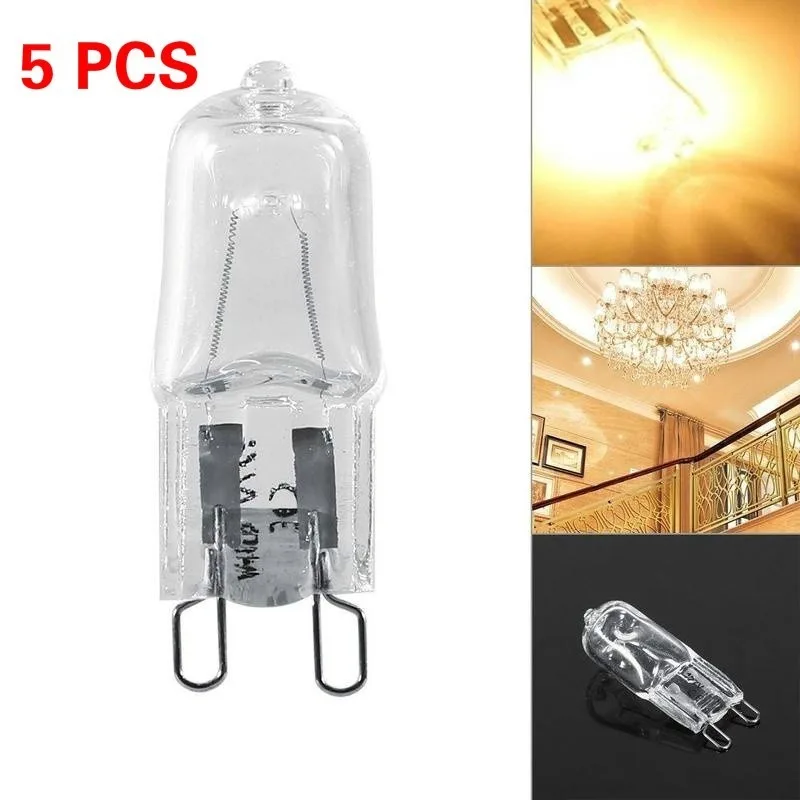 

5PCS Super Bright G9 Halogen Light Bulb 40w Halogen G9 110V/220V 2800K Warm White Indoor Clear Halogen G9 Lamp