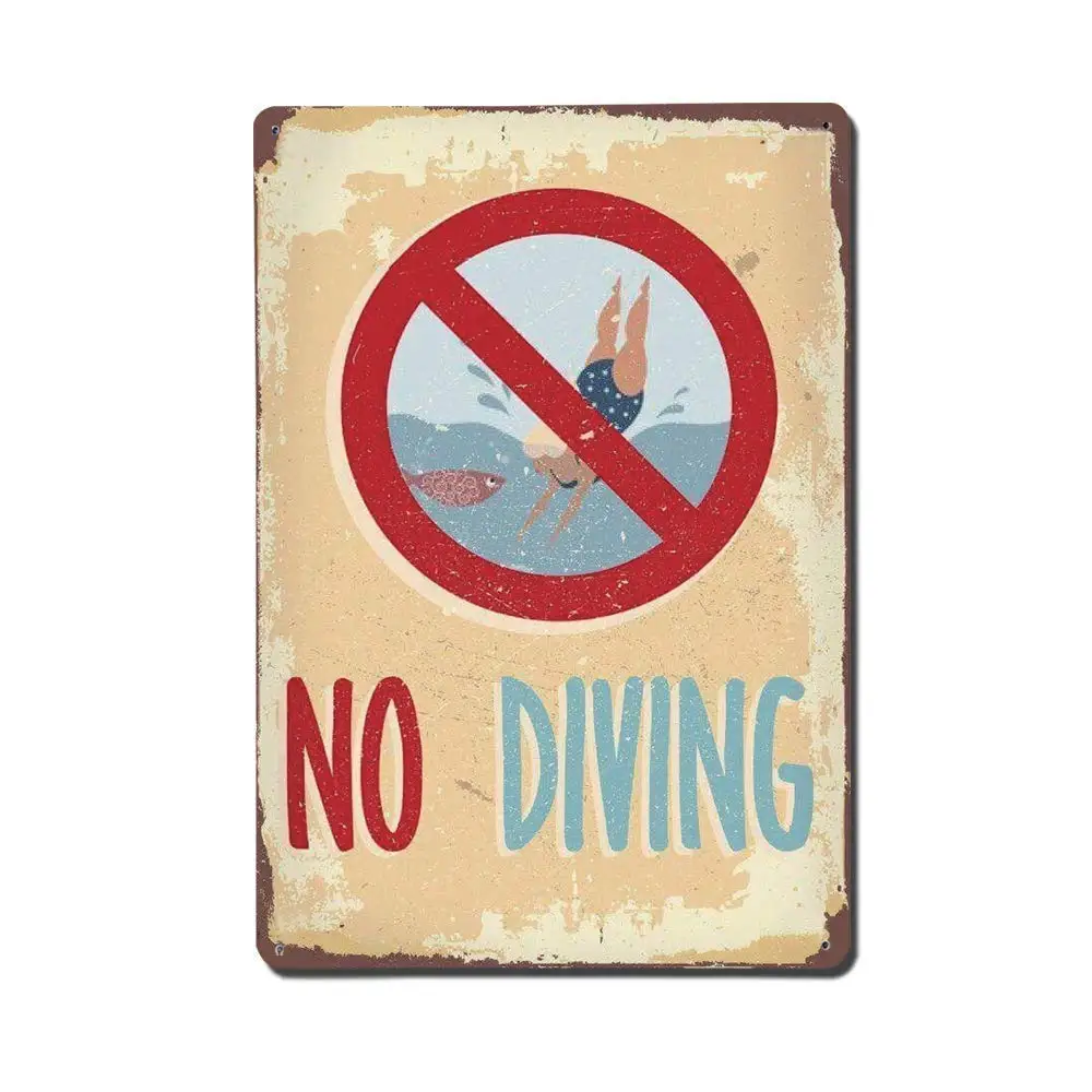 Guadalupe Ross Metal  No Diving Novelty Wall Decoration Metal Sign 12x8 Inches