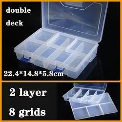 Container big 8 grid double deck two layer Plastic Box Practical Adjustable Compartment storage case Screw Holder Case Organizer