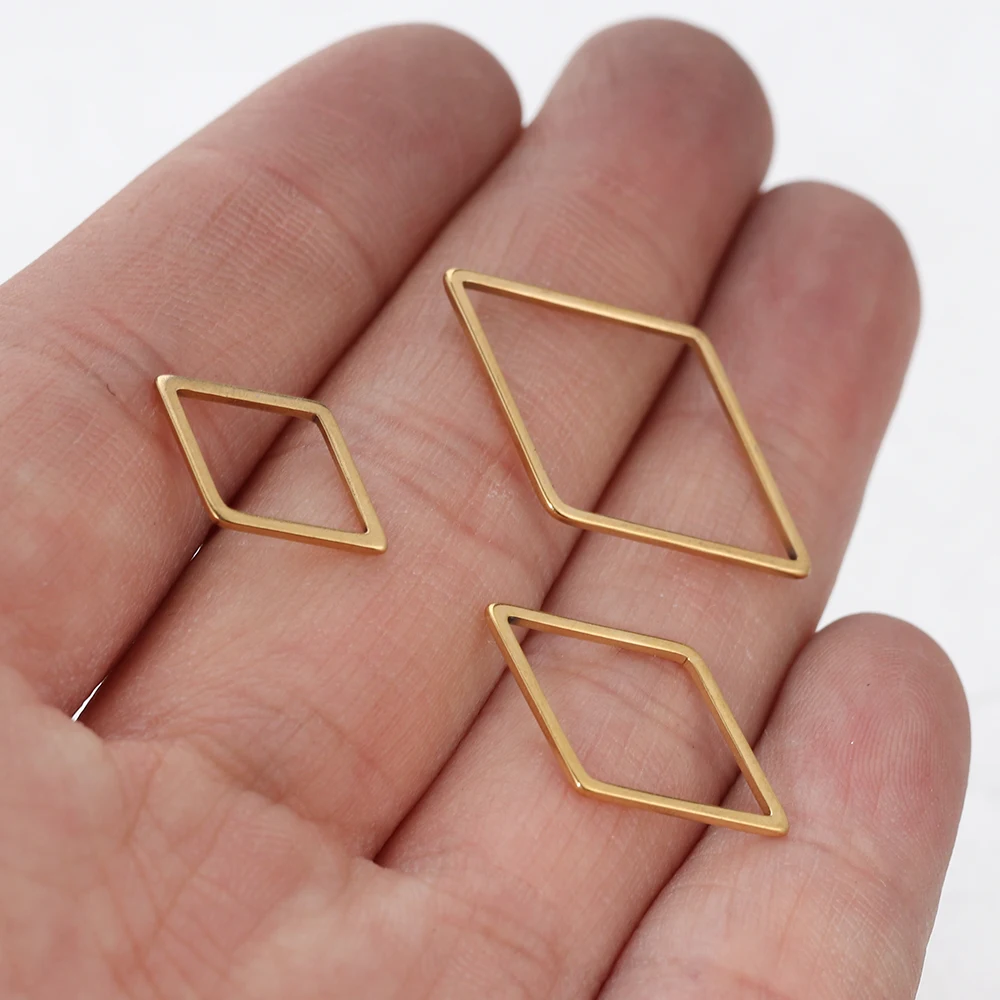 20 Stück Edelstahl-Rhombus-Anhänger für Armbandverbinder, Halskettenanhänger, handgemachte Ohrringe, DIY-Schmuckherstellungszubehör – Detail 6
