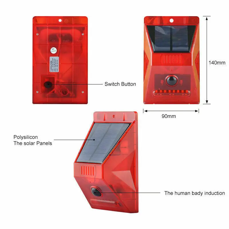 Wolf-Guard 2 In 1 Solar Alarm PIR Detector 129dB 8 LEDs Outdoor Waterproof Siren Home Security Wireless Sensor Remote Control