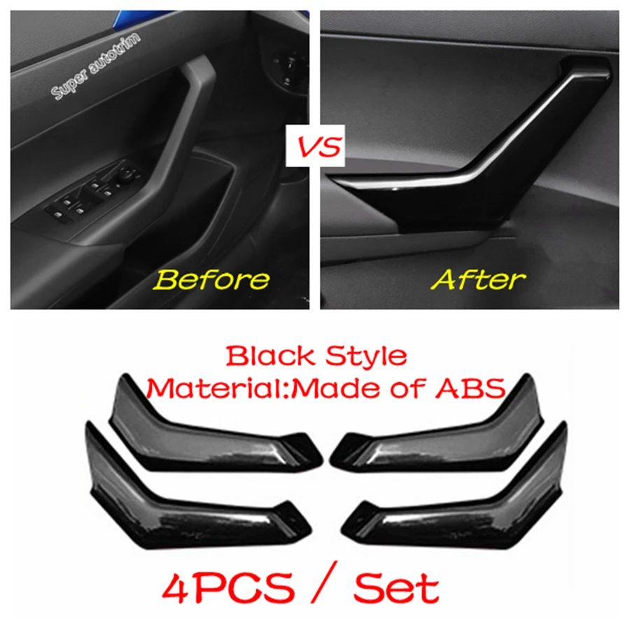 Center Control Gear Shift Panel Inner Door Armrest Handle Cover Trim Black Fit For VW Volkswagen Polo 2019 - 2023 Accessories
