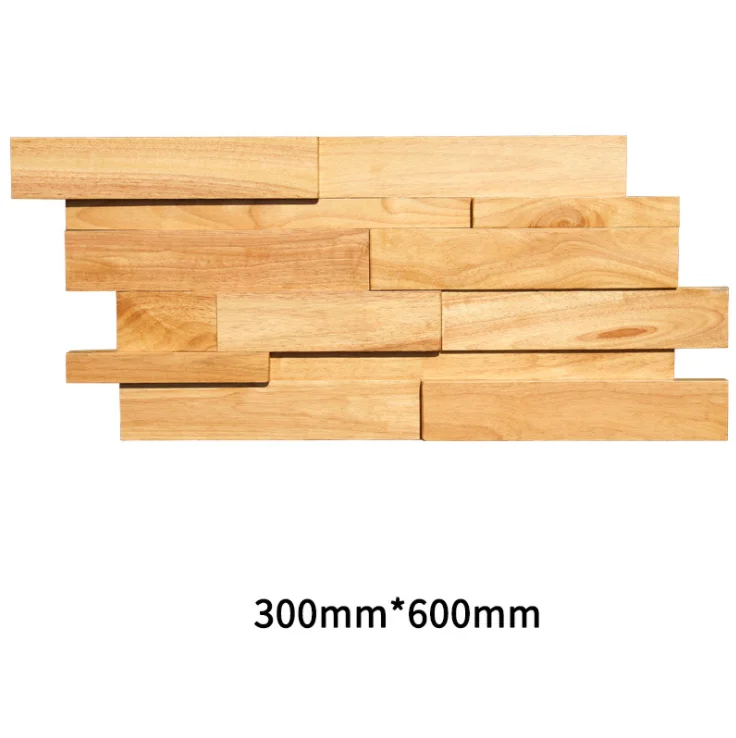 6 PCS Brick Interlocking Solid Wood Wall Tile 3D Pattern Panel Solid Wooden Mosaic Tiles Backsplash DQ031