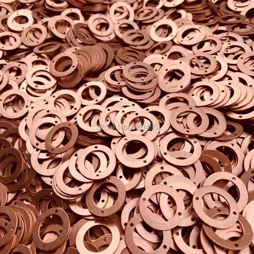 100pcs 12*19*1 Copper Washer 2 Holes Aluminum Gasket for Diesel Common Rail Injector Oil outlet Valve Sealing Shim Repair Tool