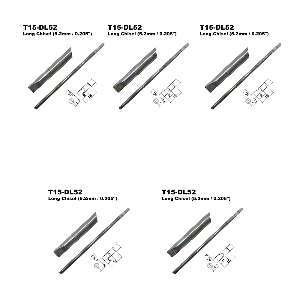 5 PCS T15-DL52ทดแทนหัวแร้งสำหรับ HAKKO FM-203 FM-204 FM-206 FX-951 FX-950 FX-952 FX-9501 FM-2028 FM-2027 FM-2021