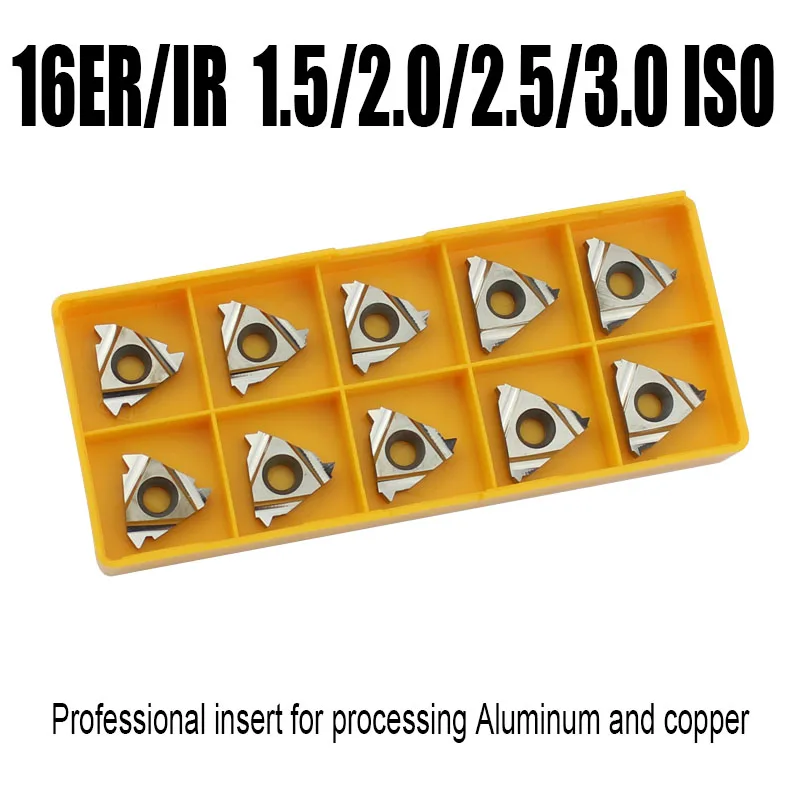 16ER 0.5/1.0/1.5/2.0/2.5/3.0ISO 16IR 1.25ISO Thread Inserts Lathe Turning Tool Blade for Aluminum Copper Processing Thread Tools