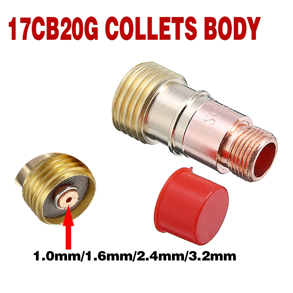 23PCS TIG Stubby Gas Lens 17CB20G 1.0/1.6/2.4/3.2mm #12 Glass Cup TIG Gas Lens Alumina Nozzle For WP 17/18/26 TIG Welding Torch