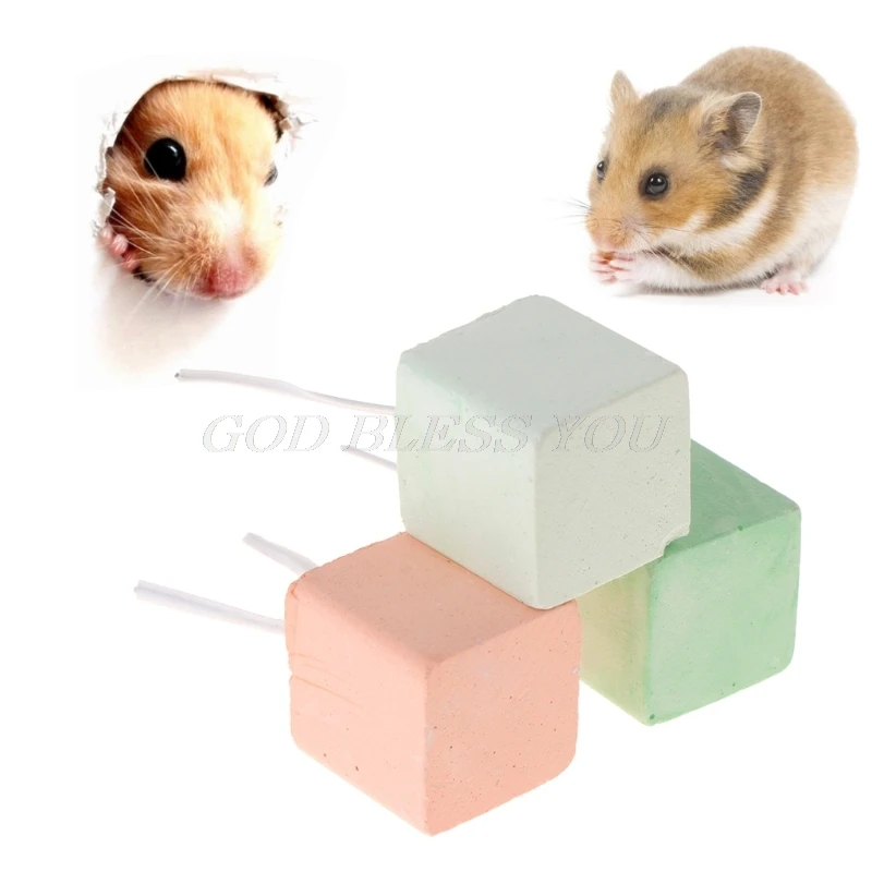 Hamster Teeth Grinding Stone Mineral Calcium Rabbit Rat Squirrel Toys Cube Hang Drop Shipping