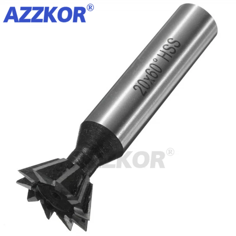 Dovetail Groove Cutter 60 Degree HSS Dovetail Milling Cutter Straight Shank Woodworking Milling Cutter Cutting double Edged Tool