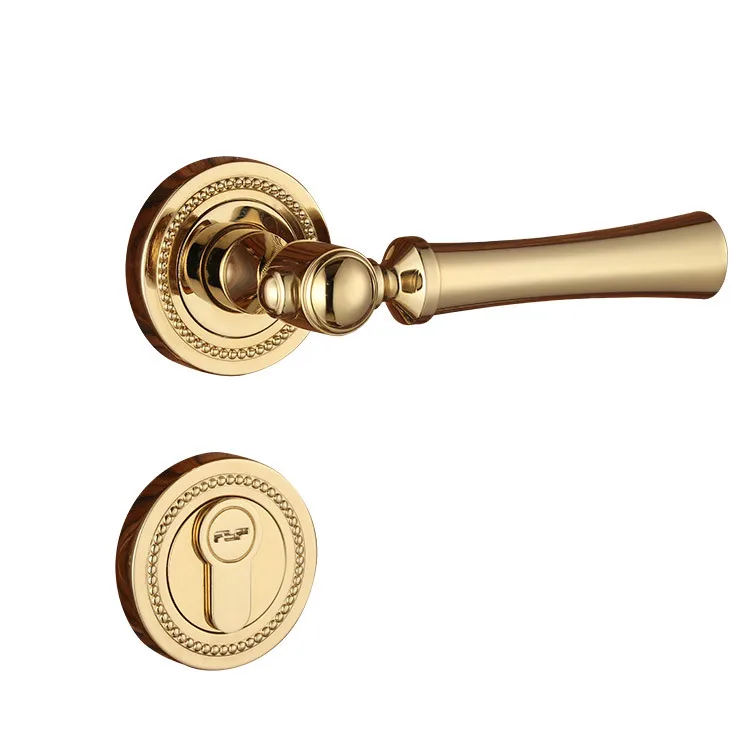 Golden All brass solid wood Door lock Gold high quality copper Mute Bedroom door lock Split separate style-B