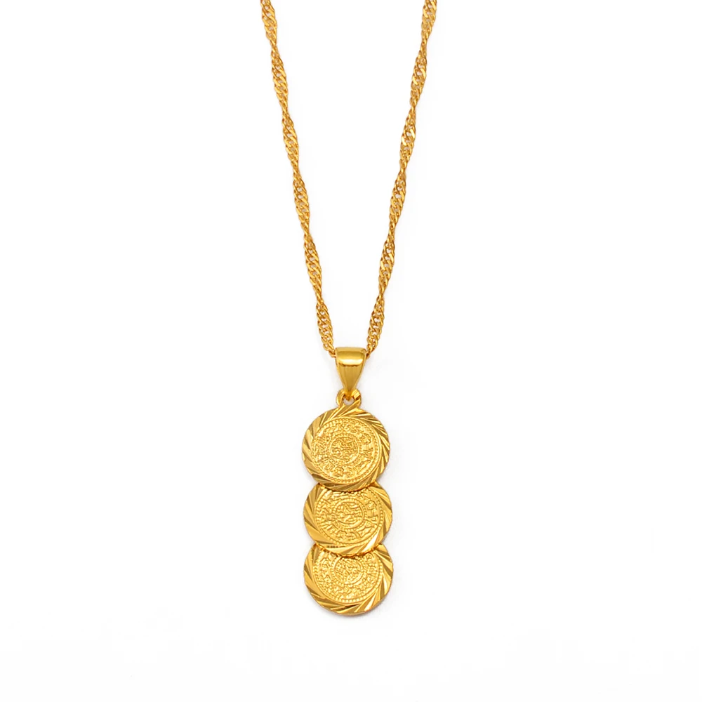 Anniyo Arab Coin Pendant Chain Necklaces for Women/Girls,African Middle East Coins Charm Jewelry #002909