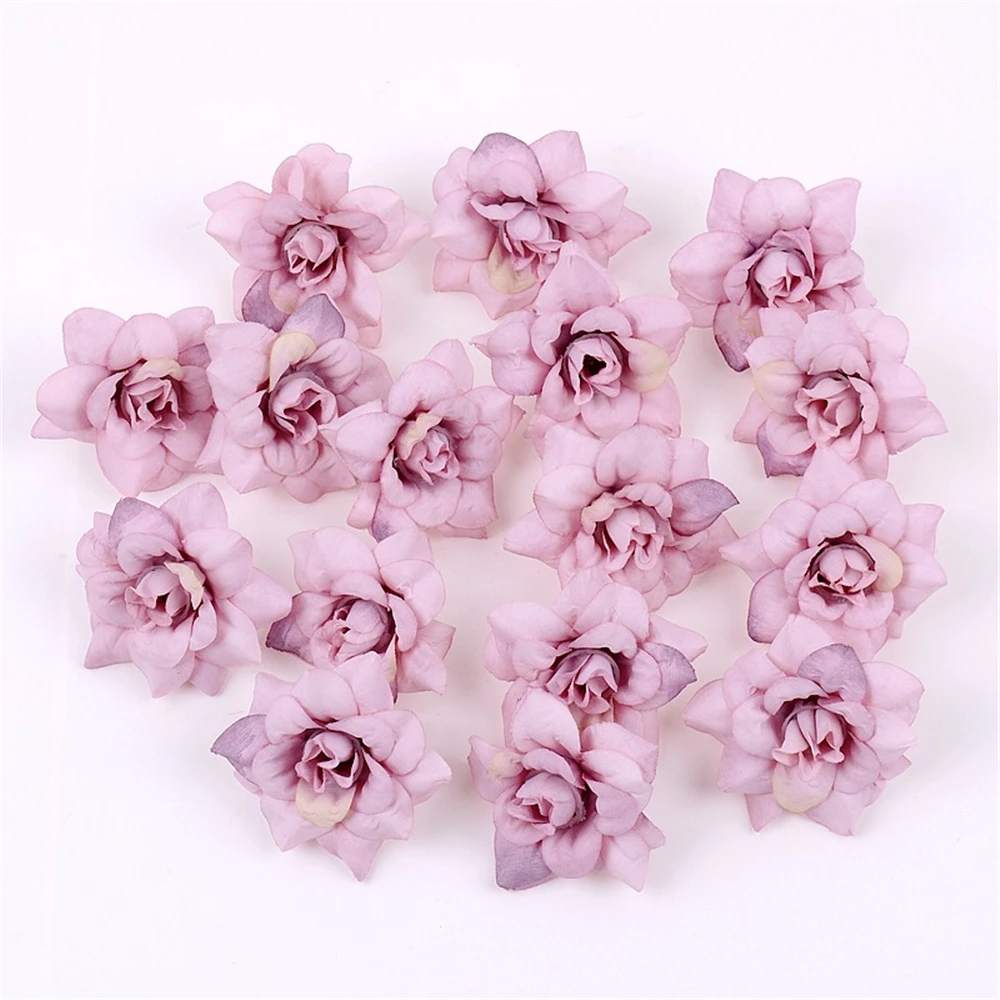 10Pcs Artificial Rose Flower Valentines Day Silk Rose Head For Wedding Decorations DIY Garland Scrapbooking Craft Flowers Decor