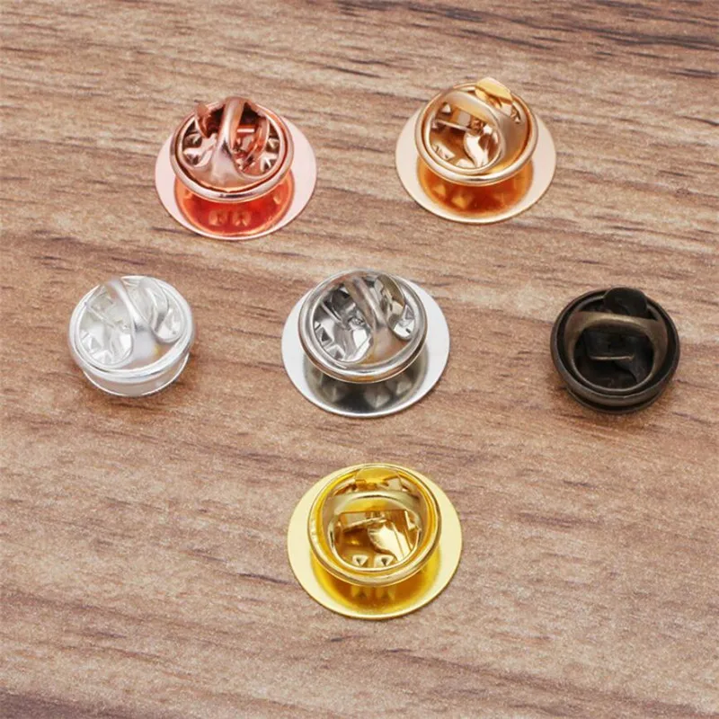 50pcs brooch settings Pin Black Butterfly Rubber Pin Clutch Keepers Silver Tie Tacks Blank Pins for DIY Brooch Jewelry Making